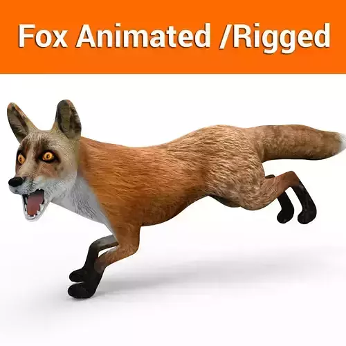 3D Fox Rigged Animated model Low-poly 3D model