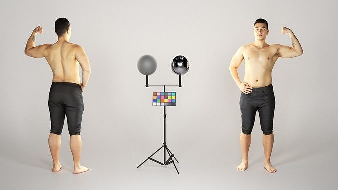 Athletic man demonstrating biceps 194 Low-poly 3D model