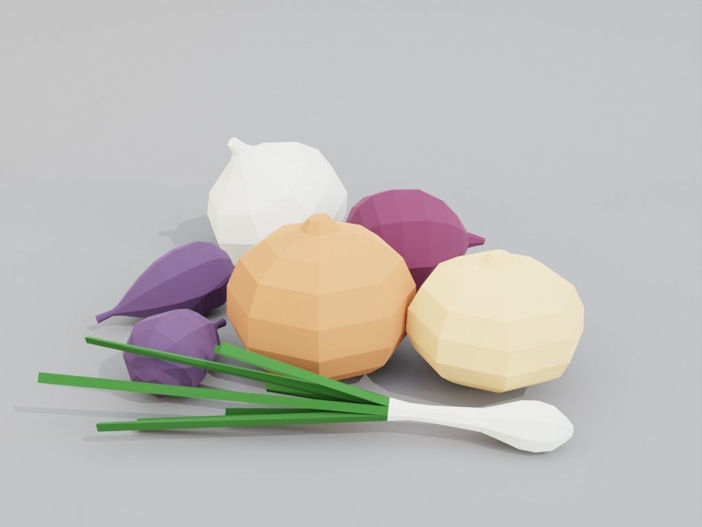 Low poly onion Low-poly 3D model_2
