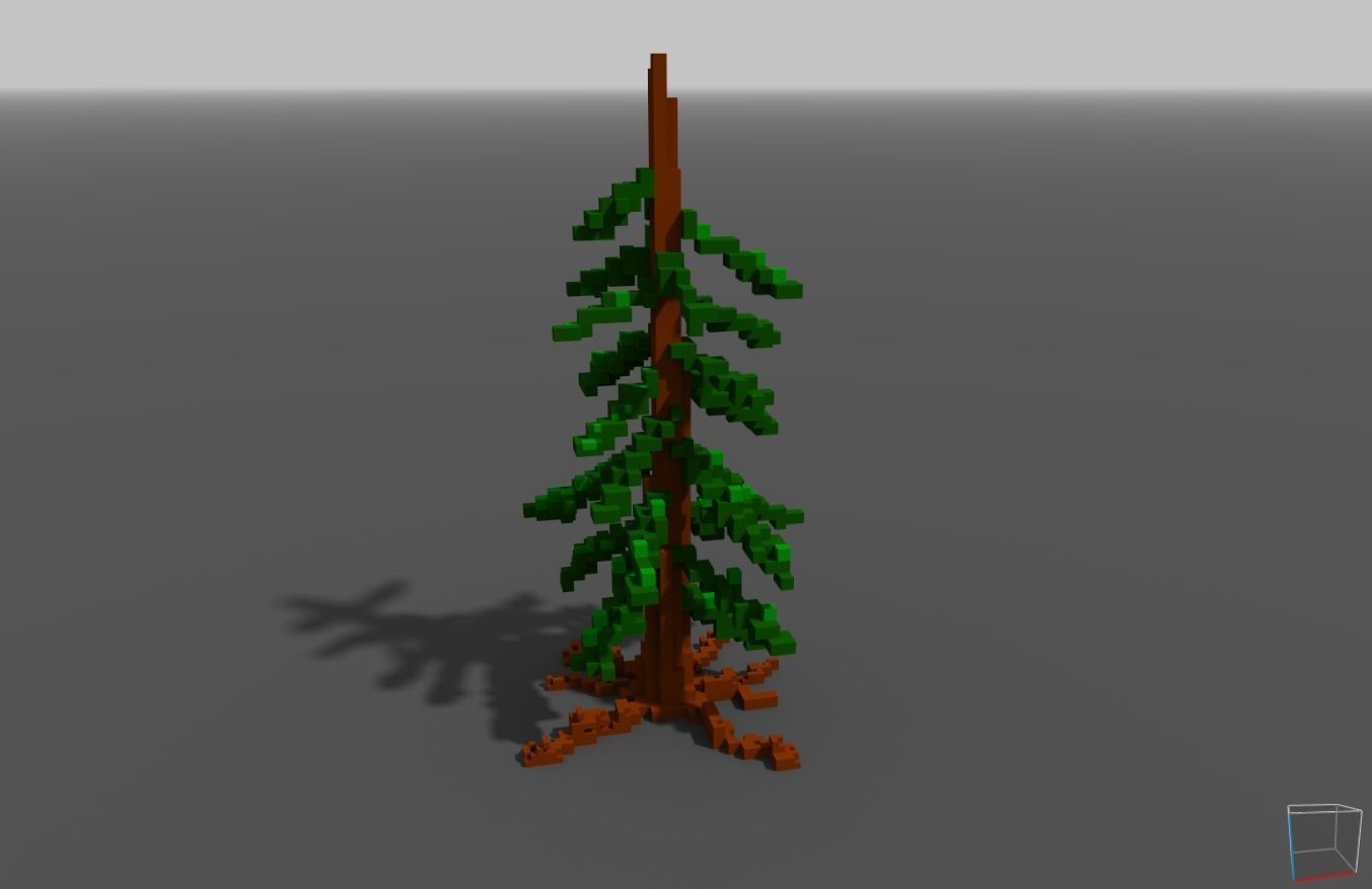 Voxel tree  Free low-poly 3D model_1