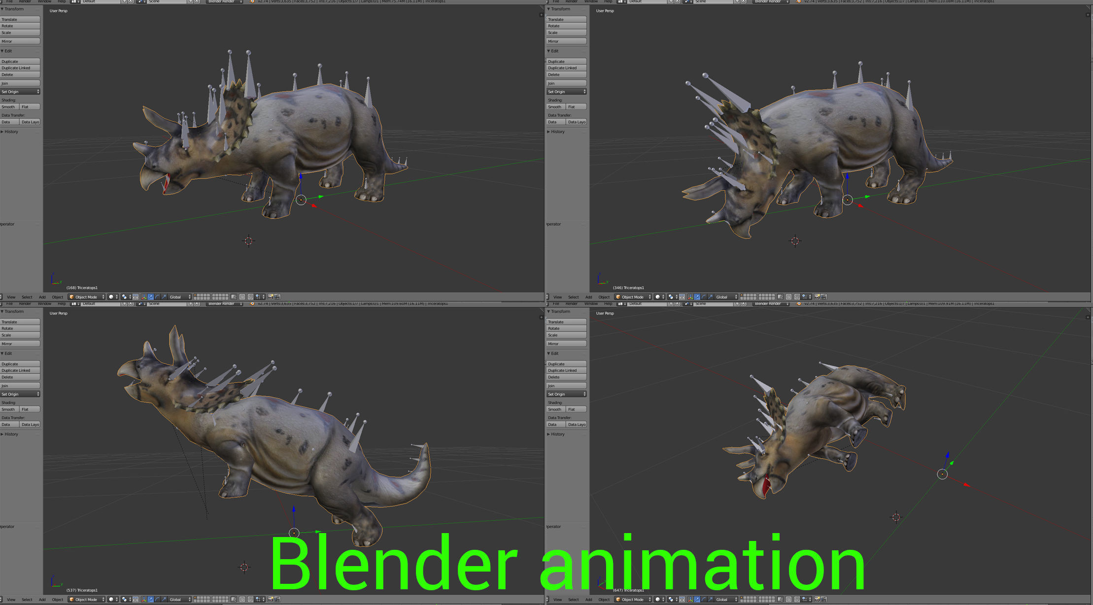 3D Realistic Triceratops Rigged and Animated  Low-poly 3D model_22