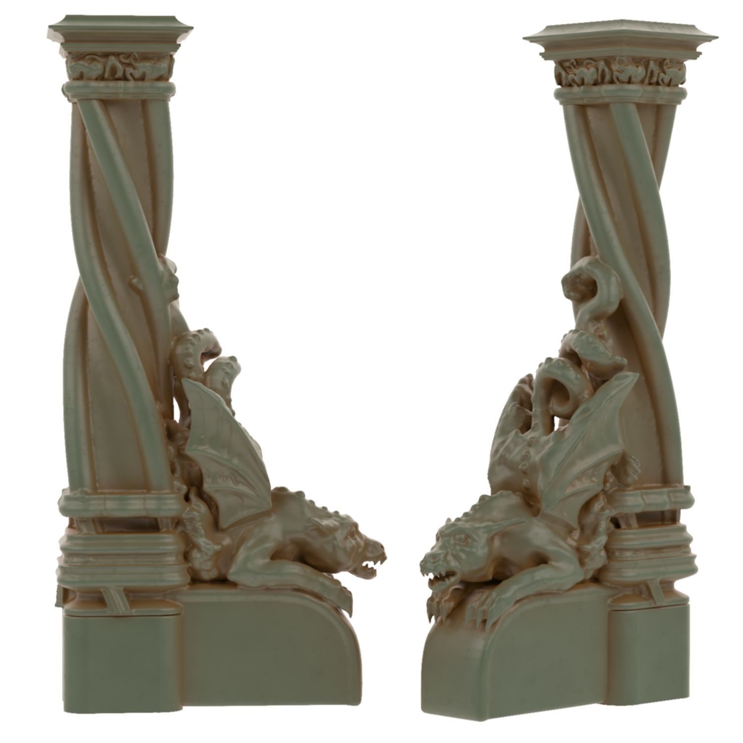 Dragon book holder or book ends 3D model_2