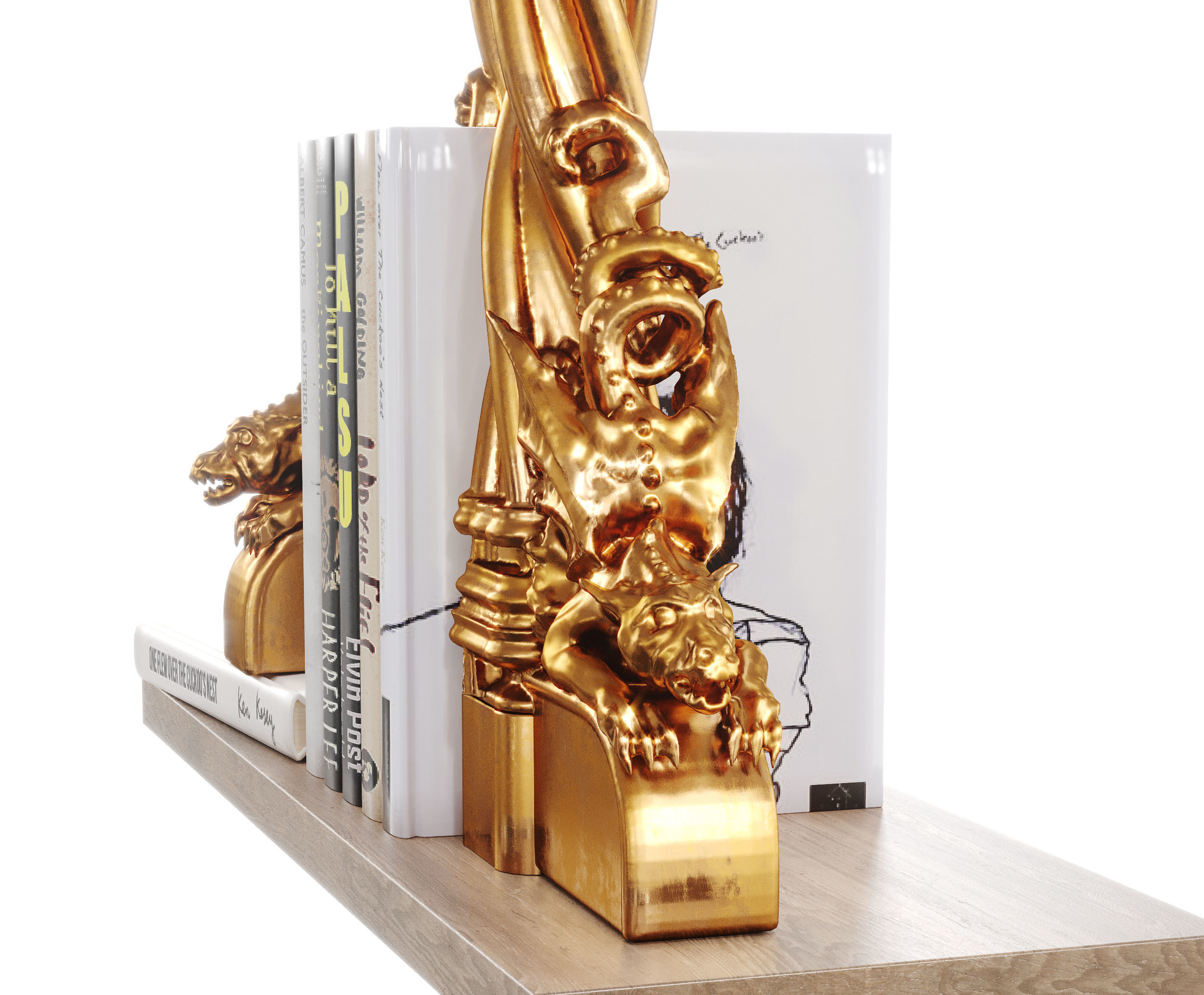 Dragon book holder or book ends 3D model_6