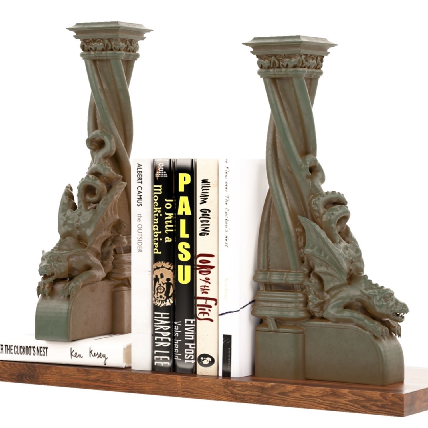 Dragon book holder or book ends 3D model_3