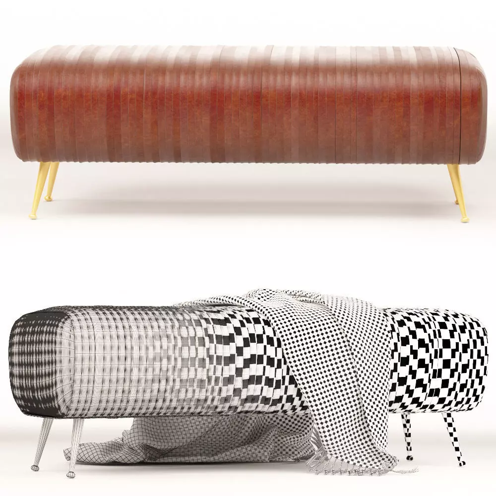 Bench Souffle-ruched leather 3D model_0