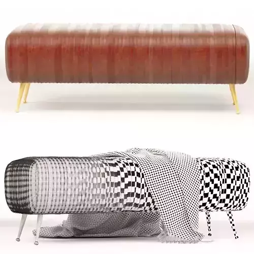 Bench Souffle-ruched leather 3D model