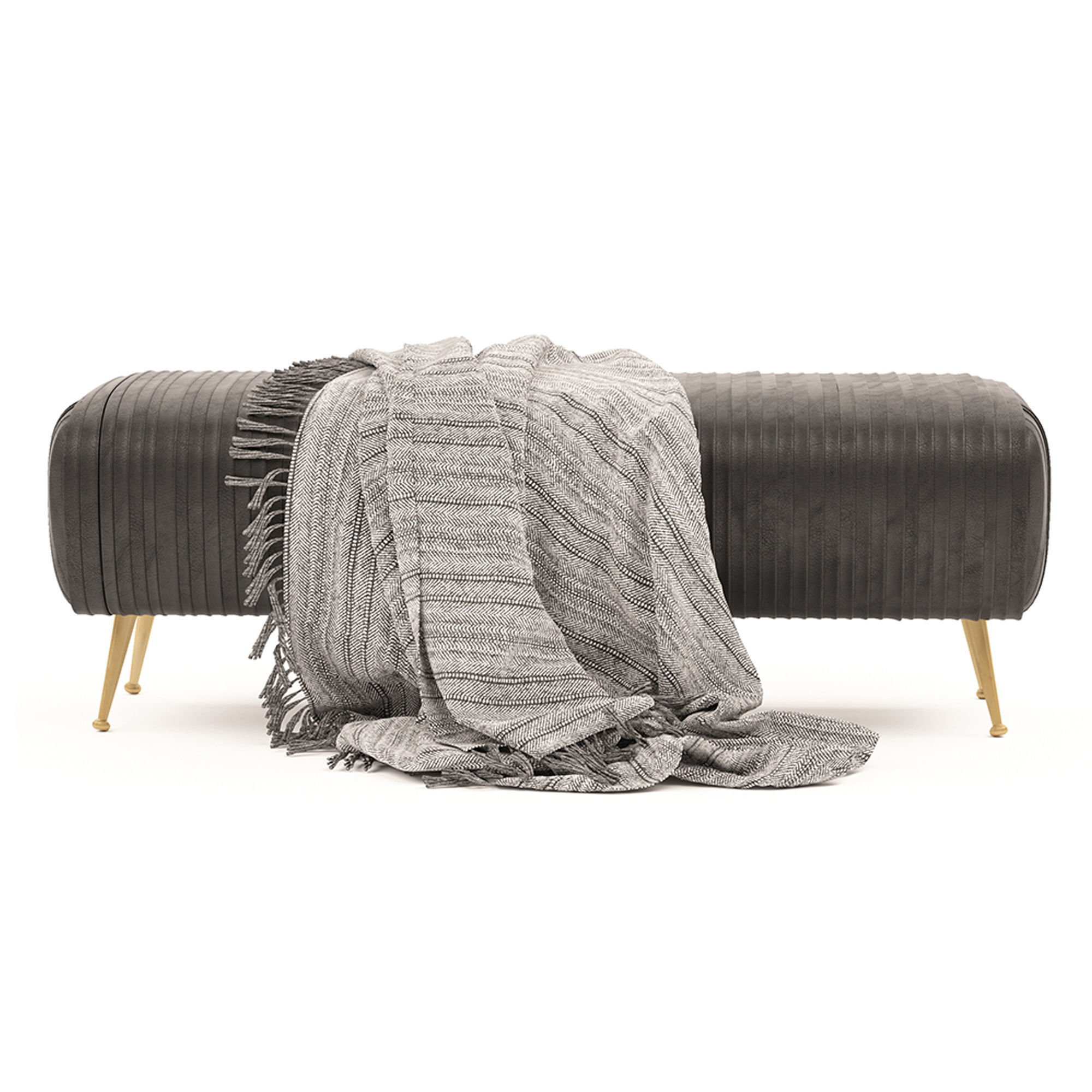 Bench Souffle-ruched leather 3D model_4