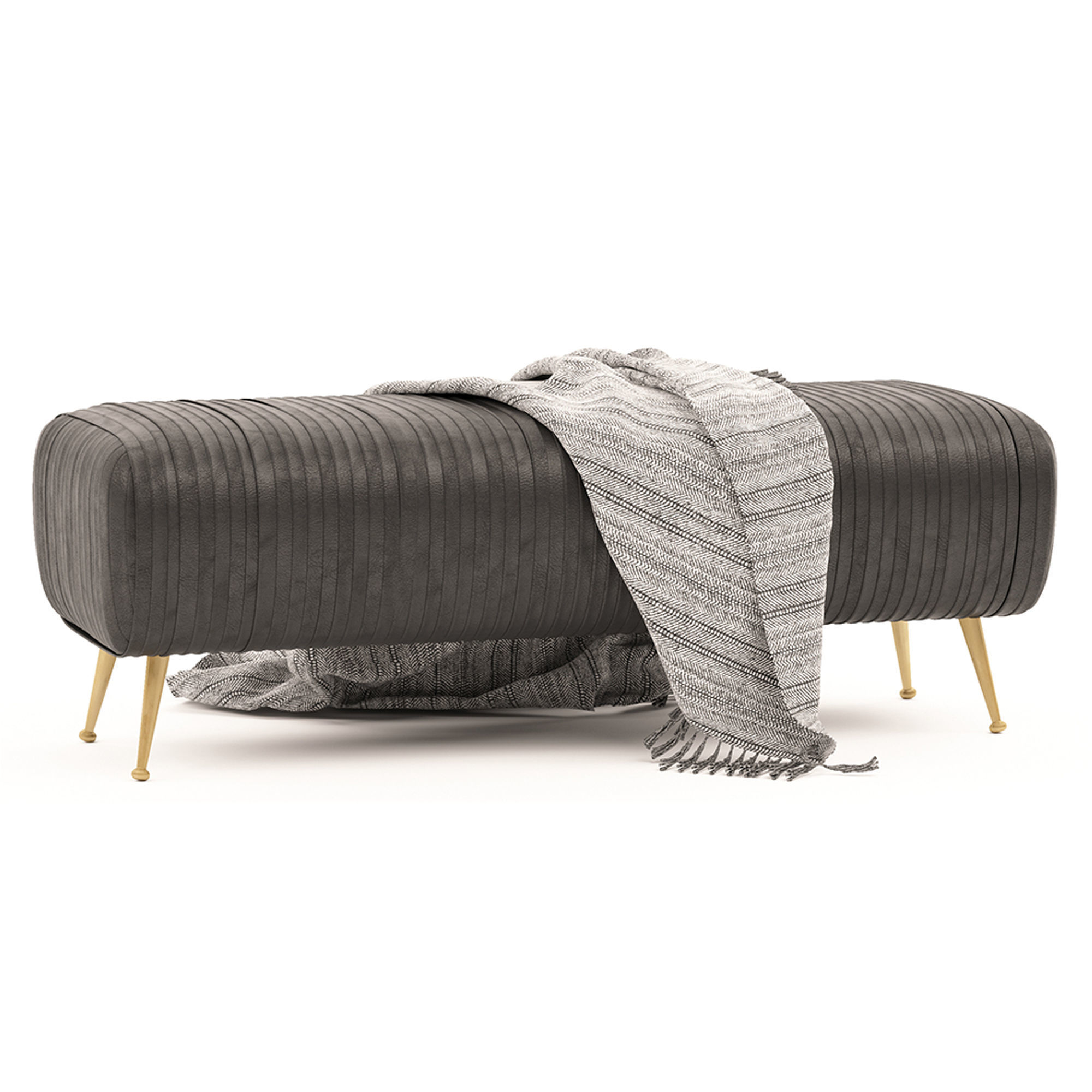 Bench Souffle-ruched leather 3D model_3