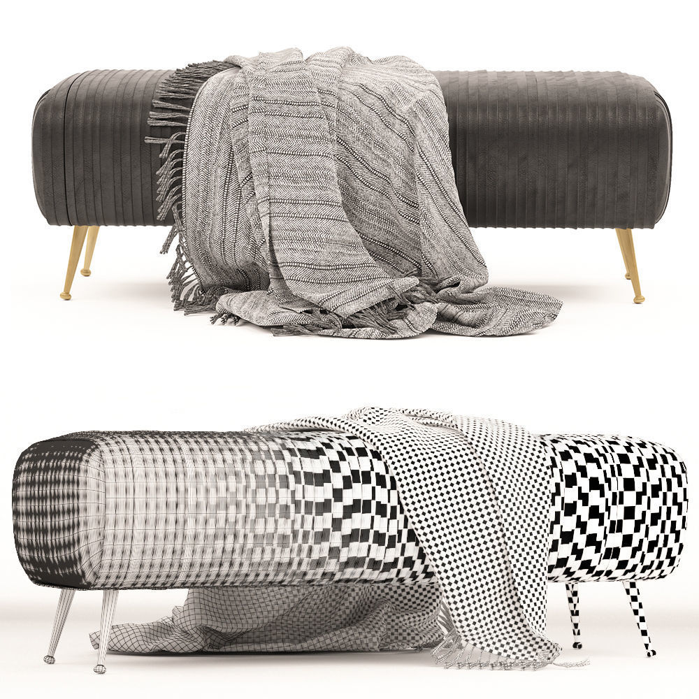 Bench Souffle-ruched leather 3D model_6