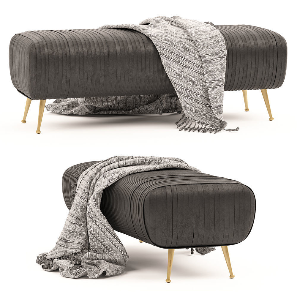 Bench Souffle-ruched leather 3D model_7