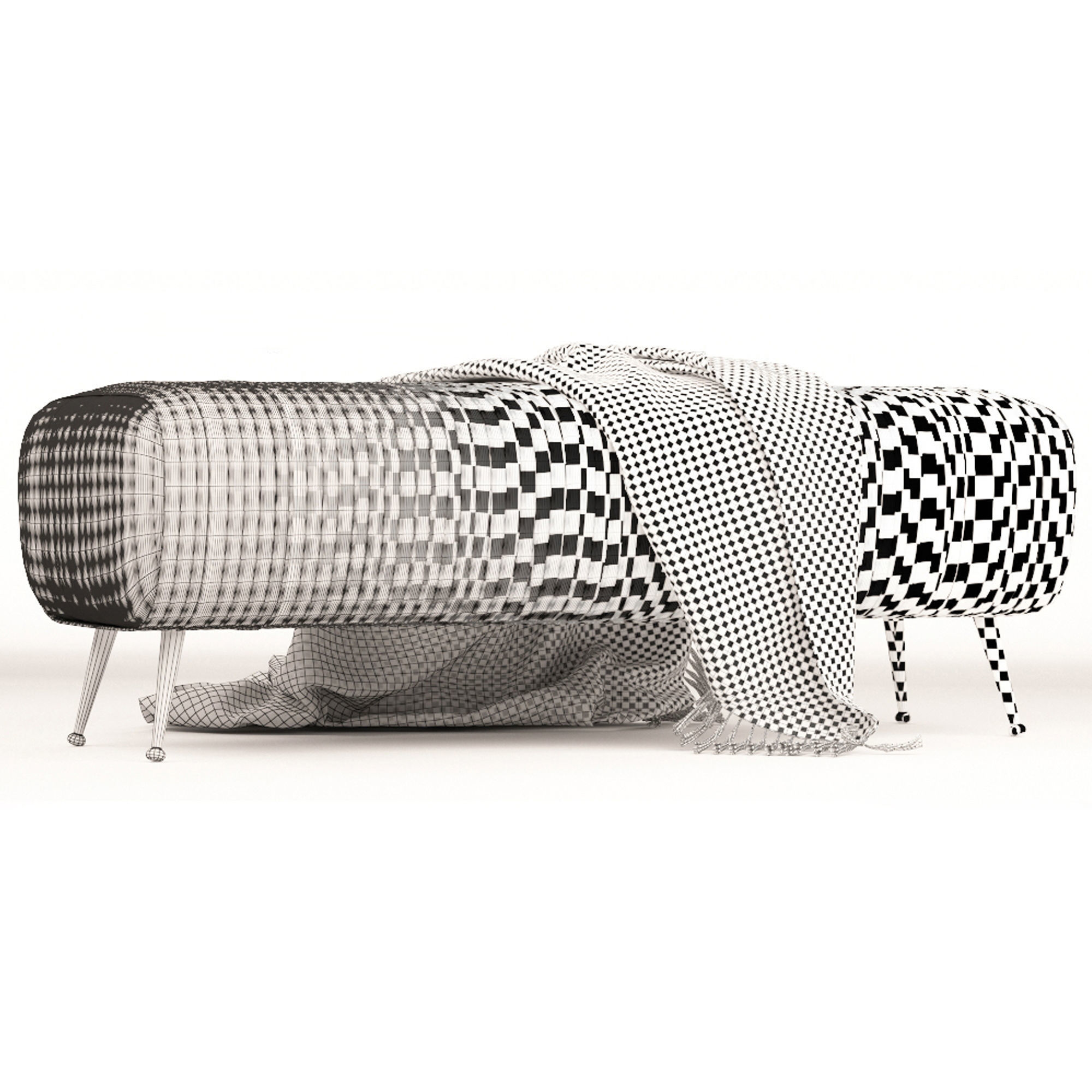 Bench Souffle-ruched leather 3D model_8