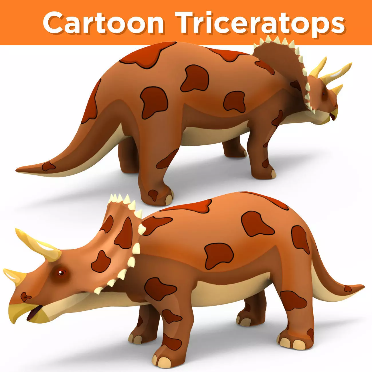3D Models Cartoon Triceratops Rigged and Animated  Low-poly 3D model_0