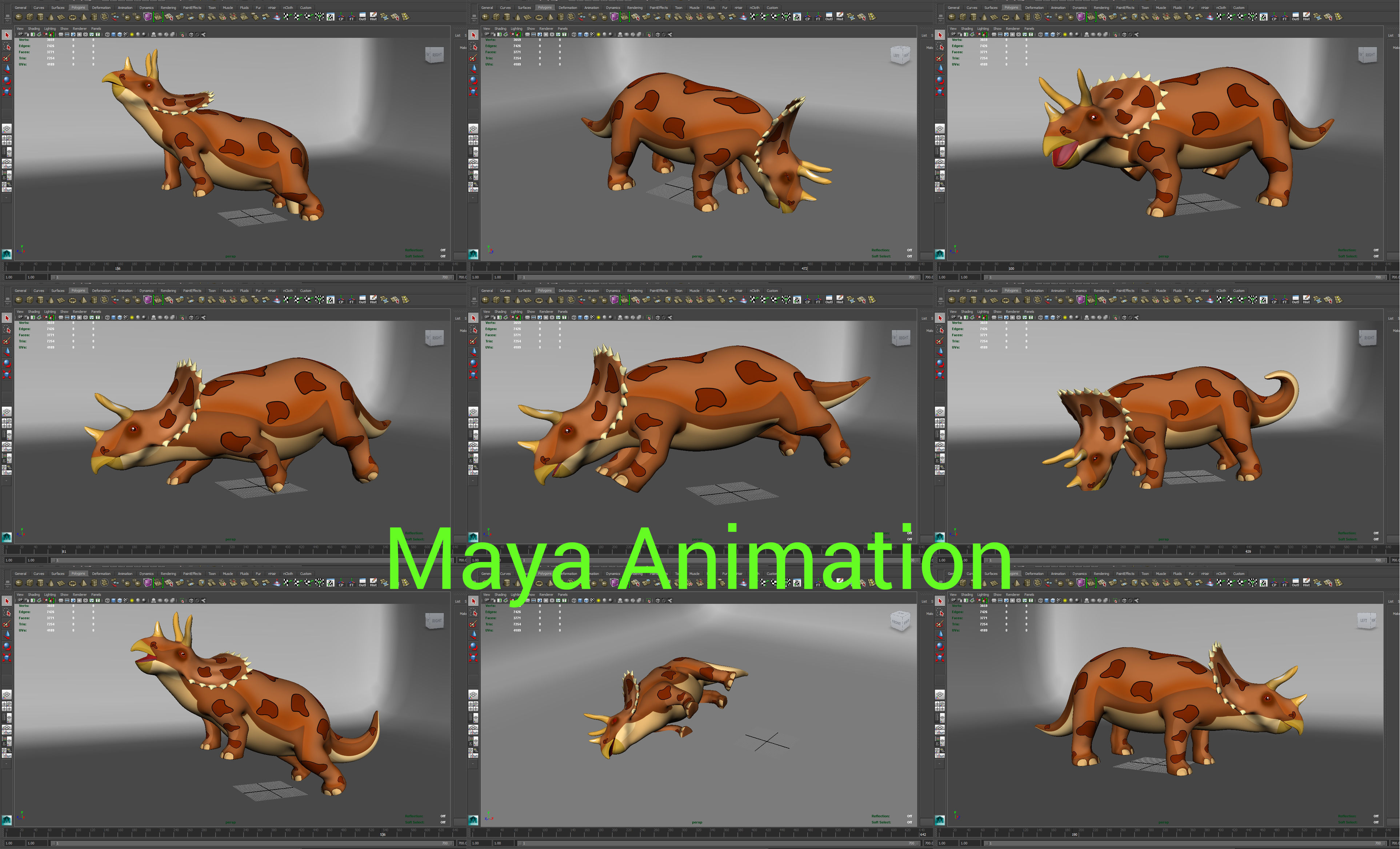 3D Models Cartoon Triceratops Rigged and Animated  Low-poly 3D model_22