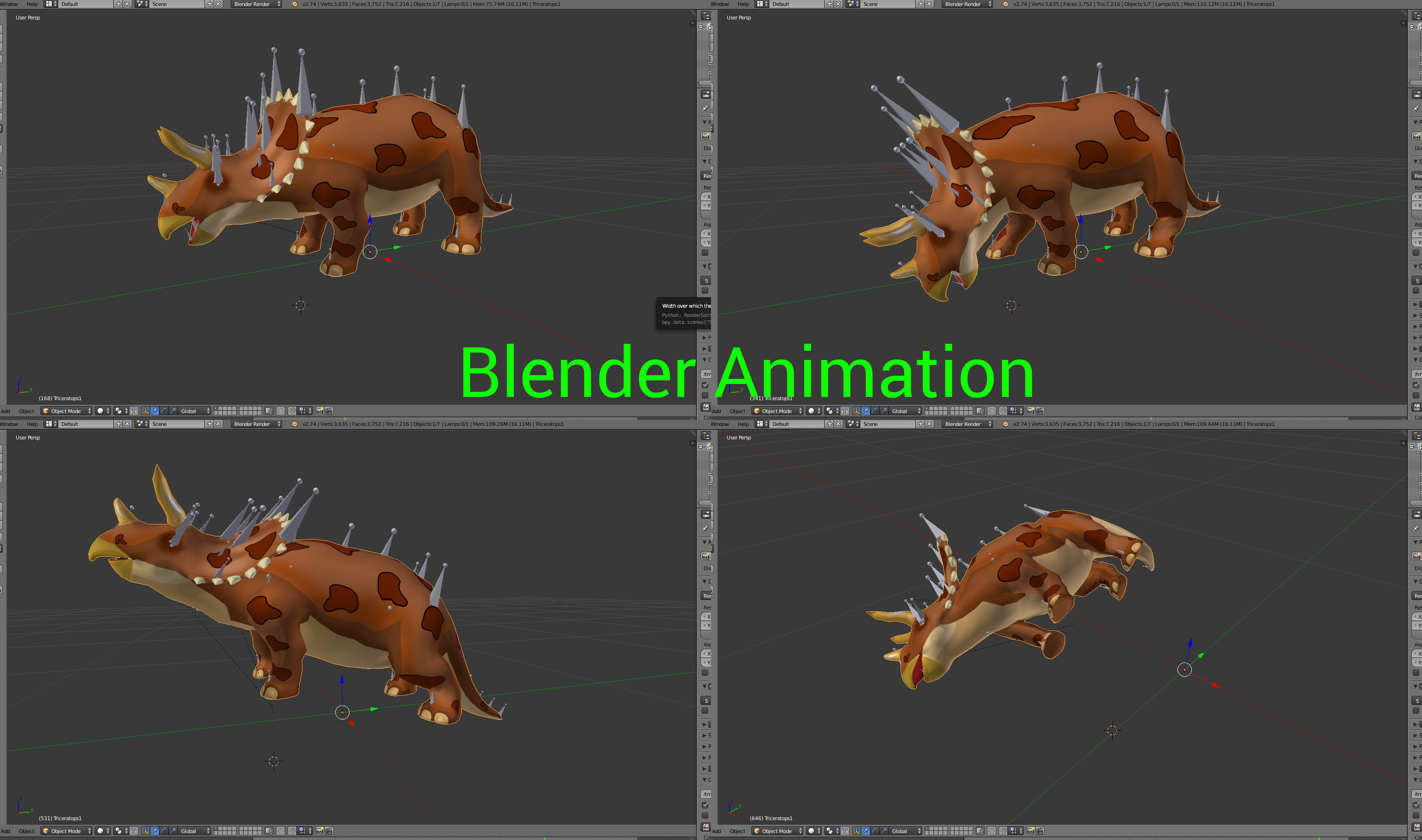 3D Models Cartoon Triceratops Rigged and Animated  Low-poly 3D model_20