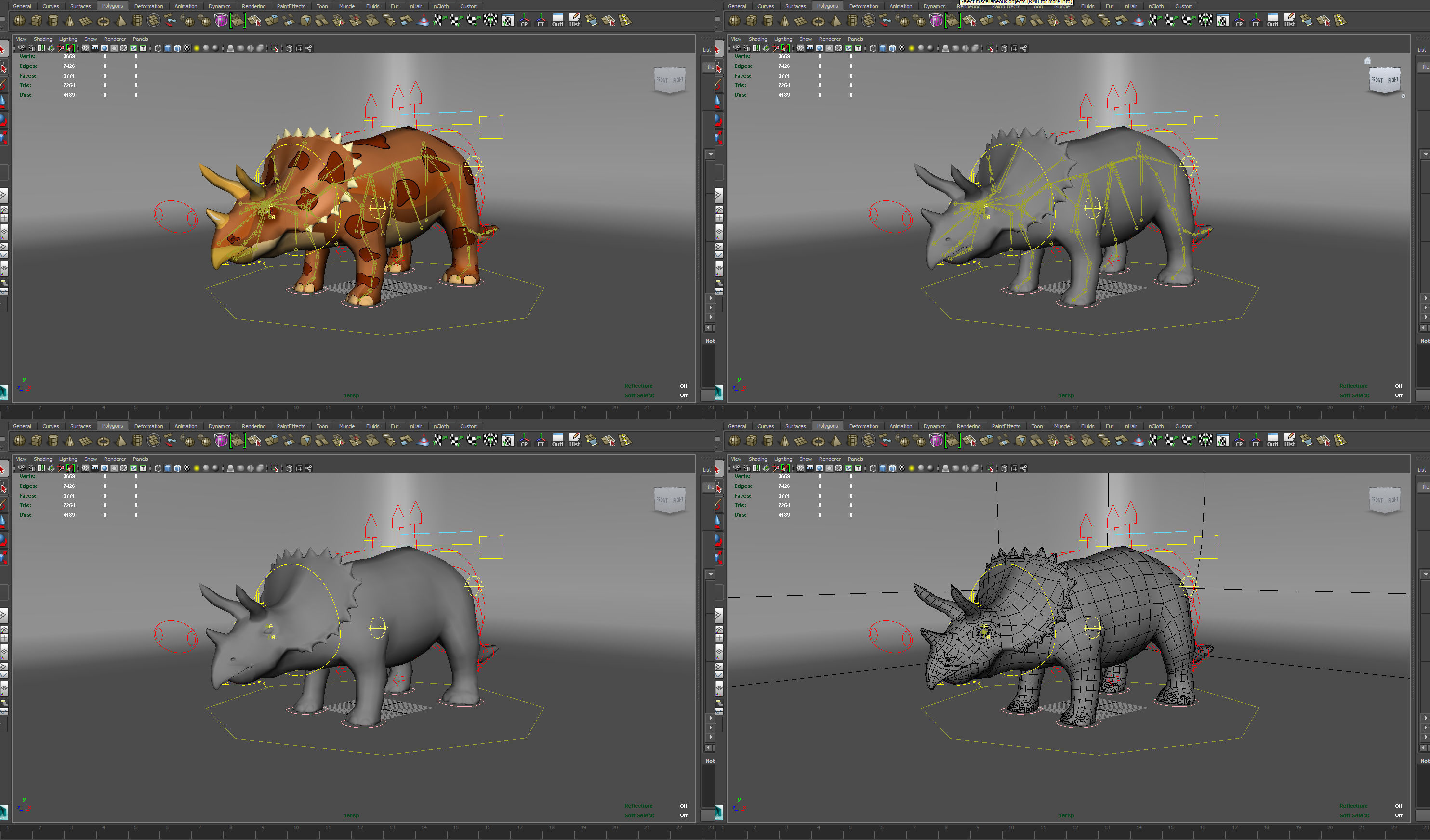 3D Models Cartoon Triceratops Rigged and Animated  Low-poly 3D model_23