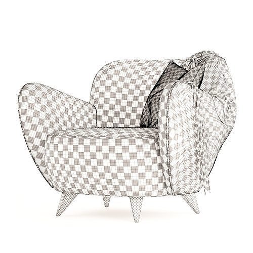 Wrap Around Barrel wing Chair 3D model 6