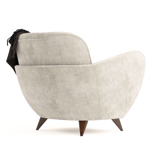 Wrap Around Barrel wing Chair 3D model 3