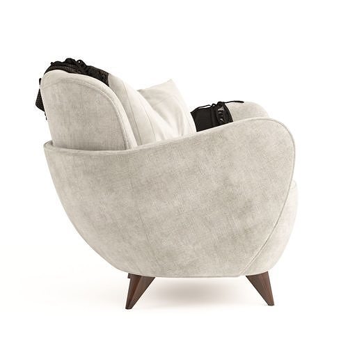 Wrap Around Barrel wing Chair 3D model 4
