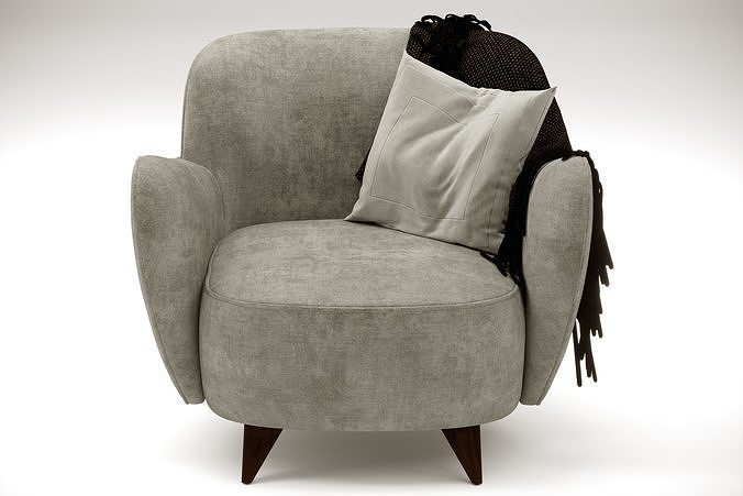 Wrap Around Barrel wing Chair 3D model 7