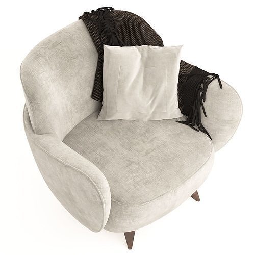 Wrap Around Barrel wing Chair 3D model 2