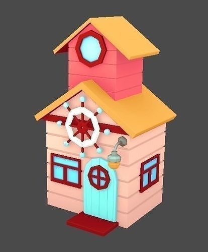Stylized Cartoon Beach Houses Pack Low-poly 3D model 4