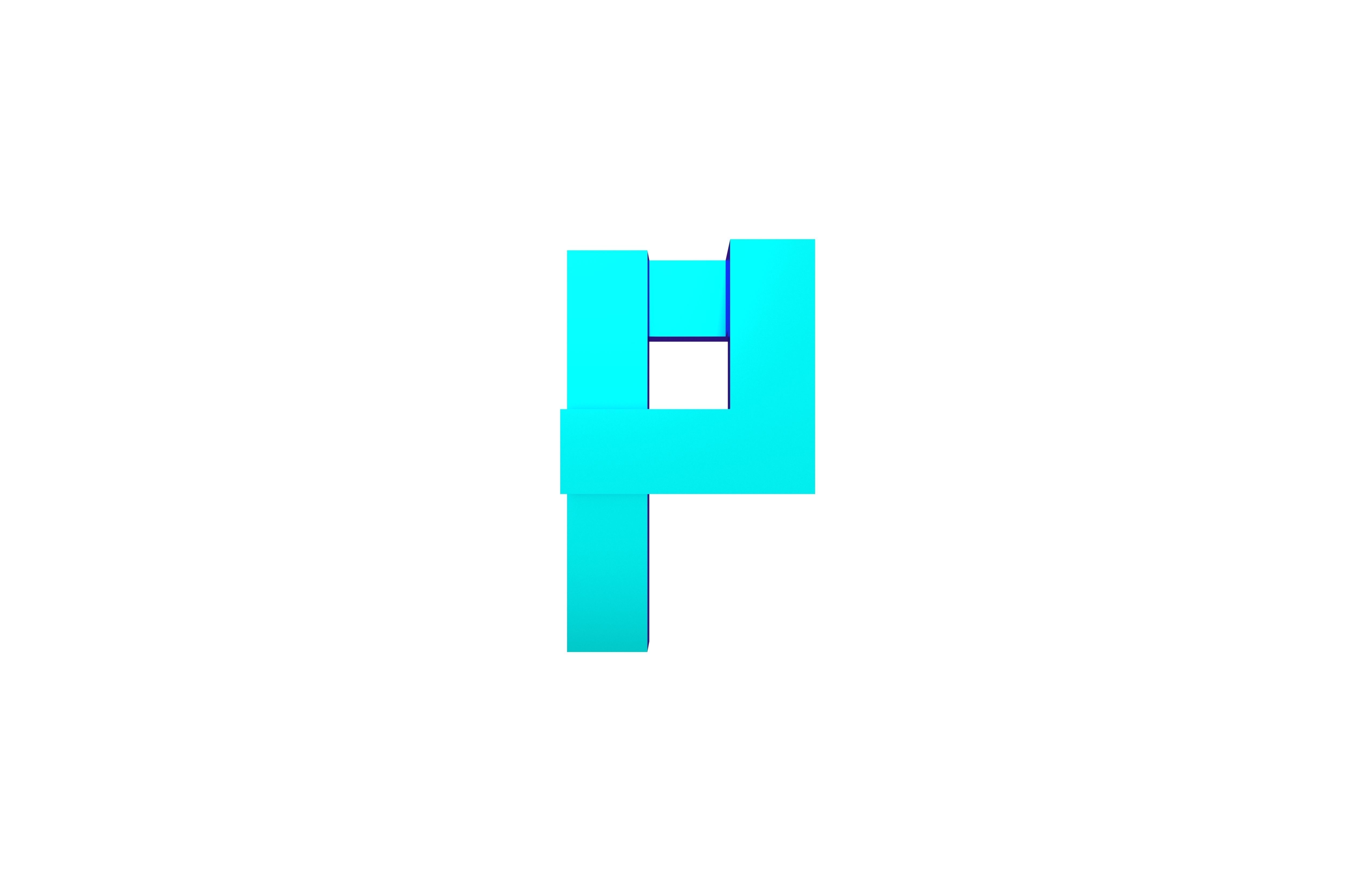 P Symbol v1 002 Low-poly 3D model_1