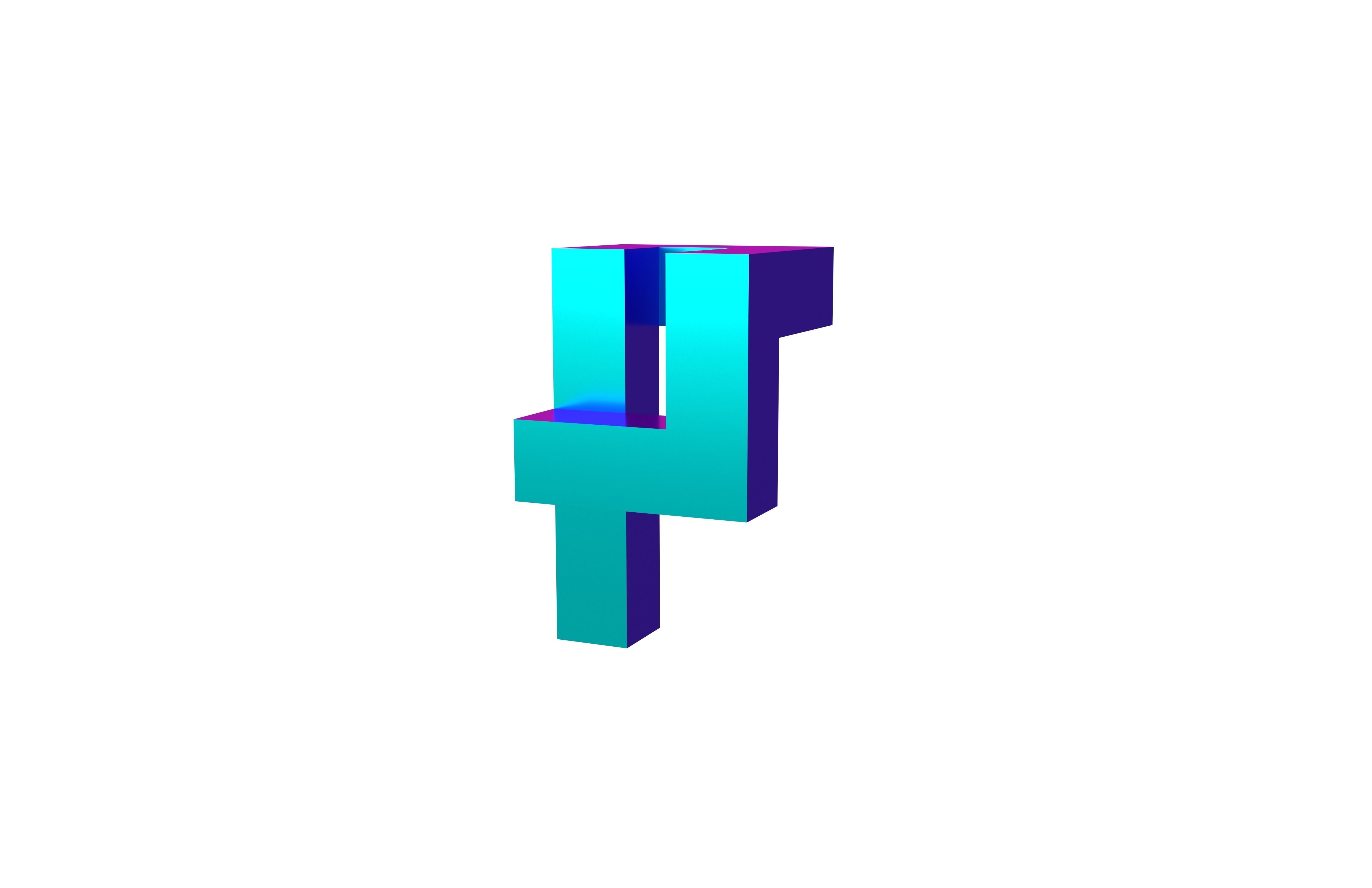 P Symbol v1 002 Low-poly 3D model_2