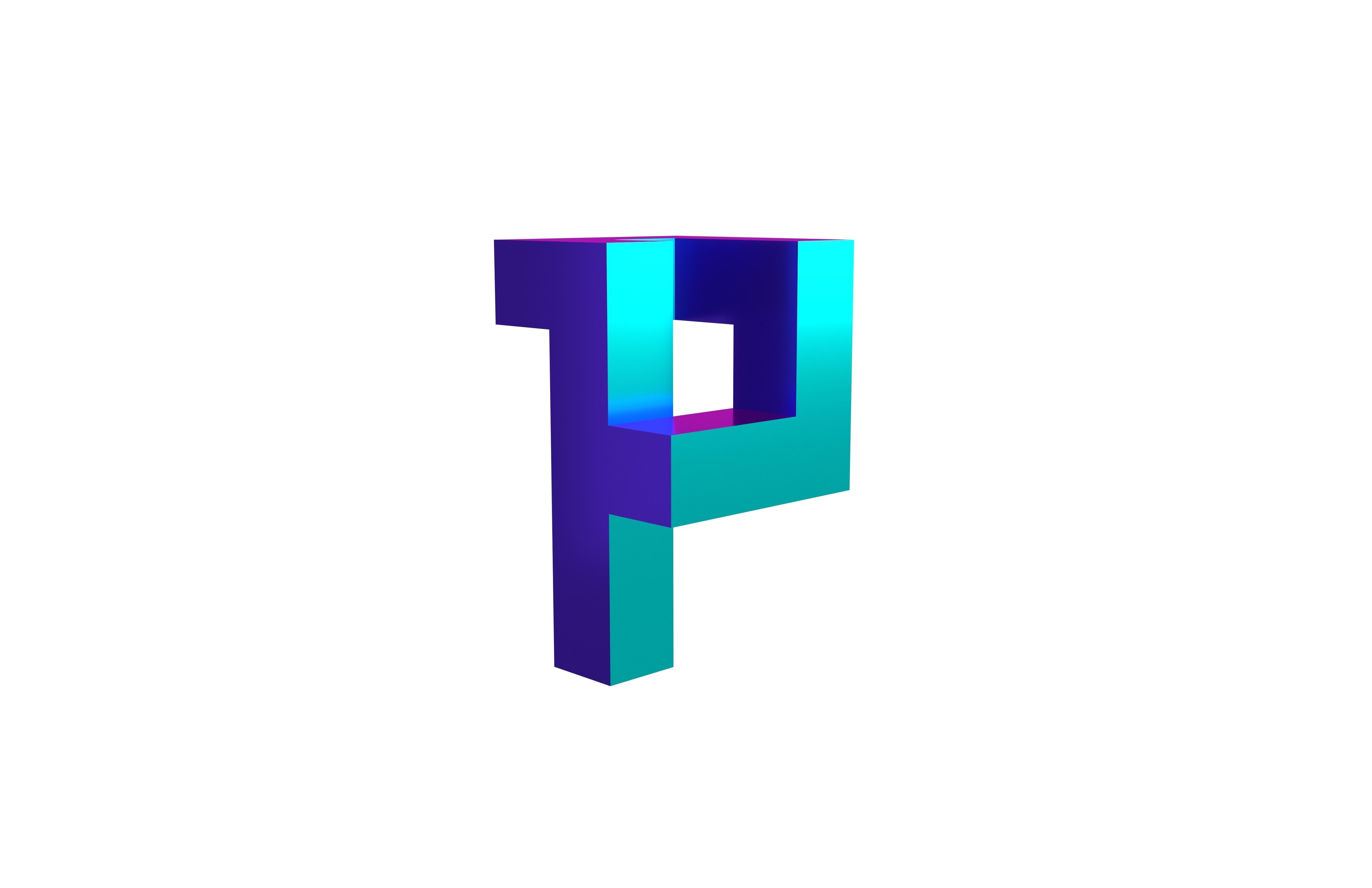 P Symbol v1 002 Low-poly 3D model_3