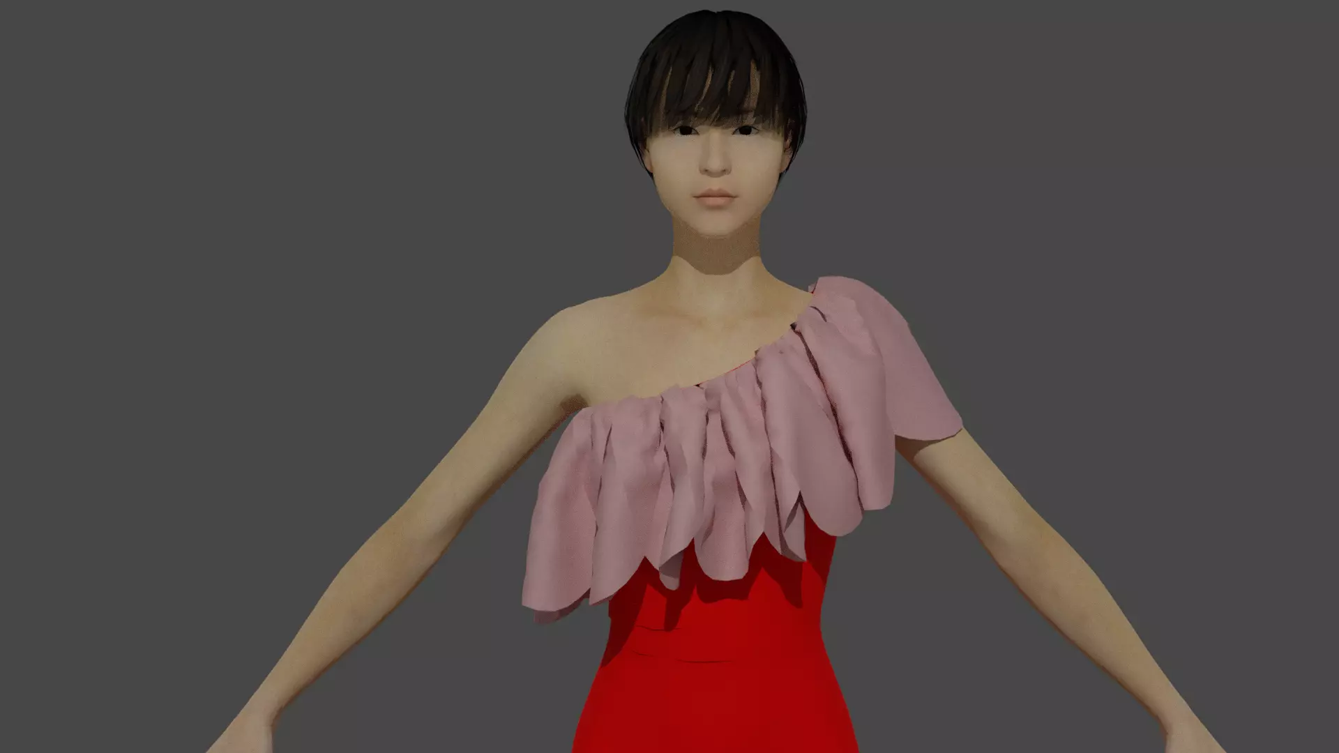 female woman in dress Low-poly 3D model_0