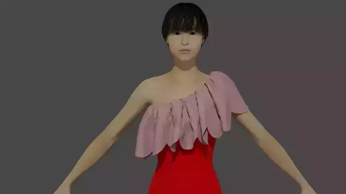 female woman in dress Low-poly 3D model