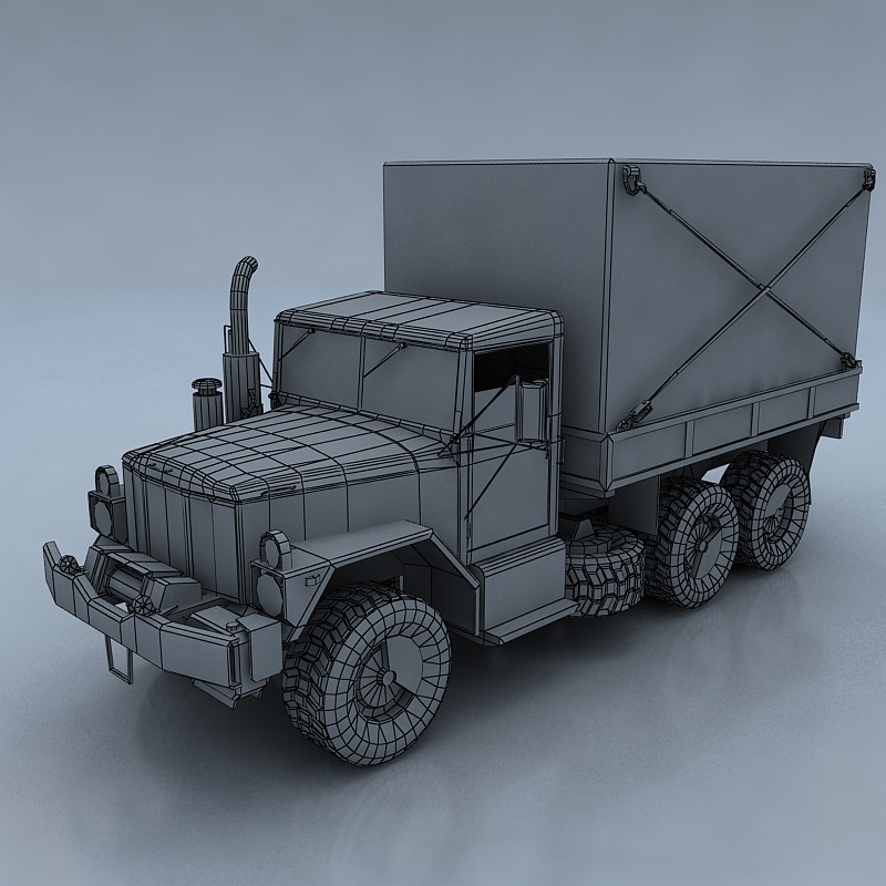 M35A3 military truck in camouflage Low-poly 3D model_2