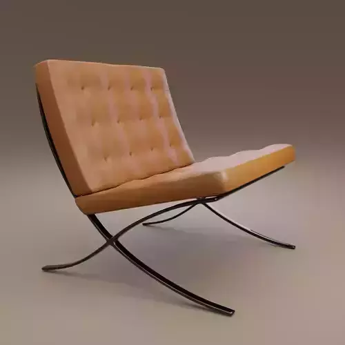 Modern Barcelona-chair-inspired 3D model Low-poly 3D model