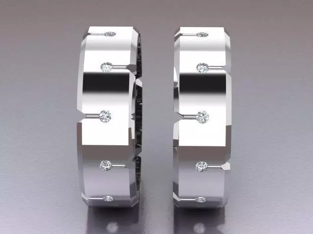 Wedding bands diamonds 3D print model Free 3D model