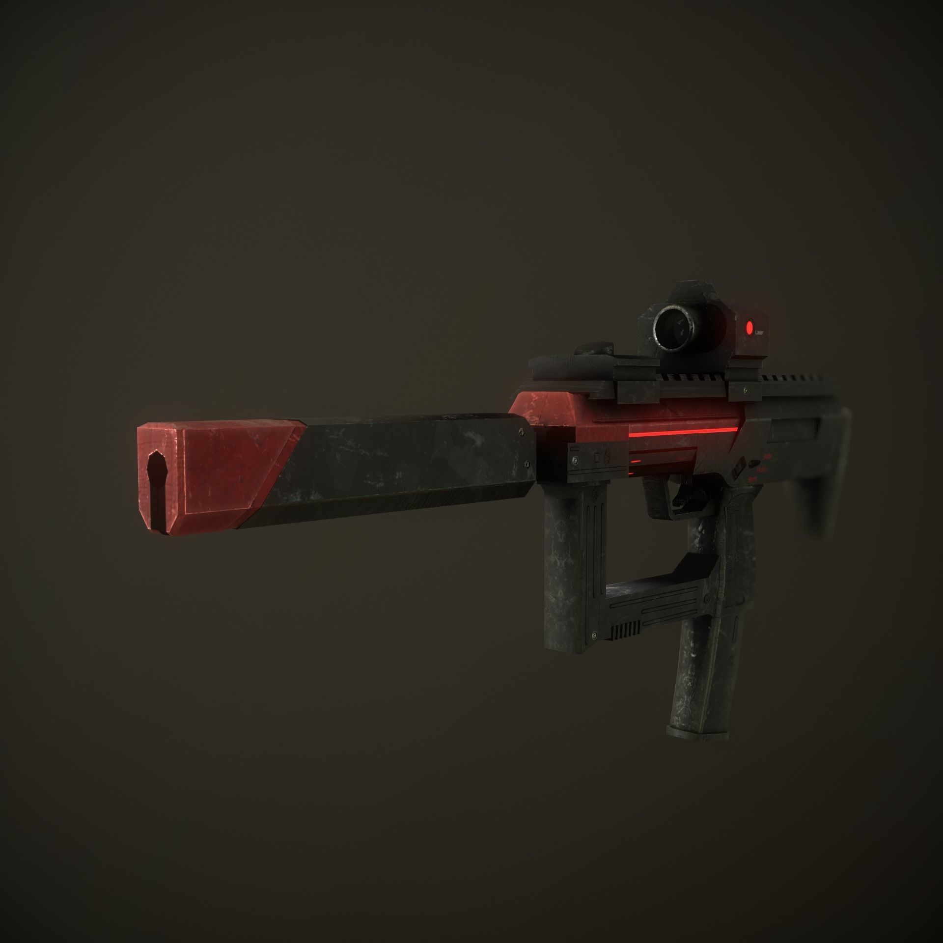Sci-Fi Gun  Low-poly 3D model_5