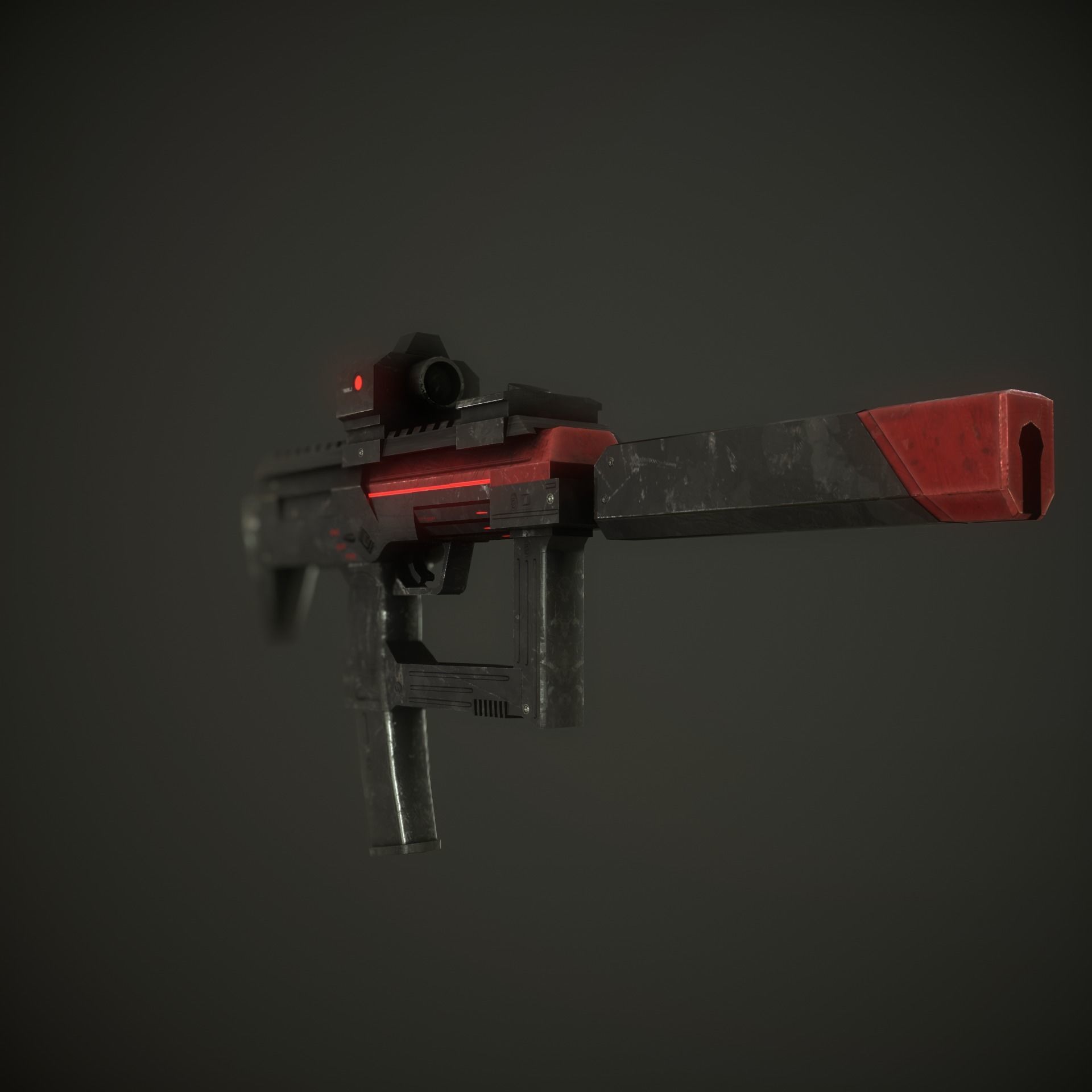 Sci-Fi Gun  Low-poly 3D model_4