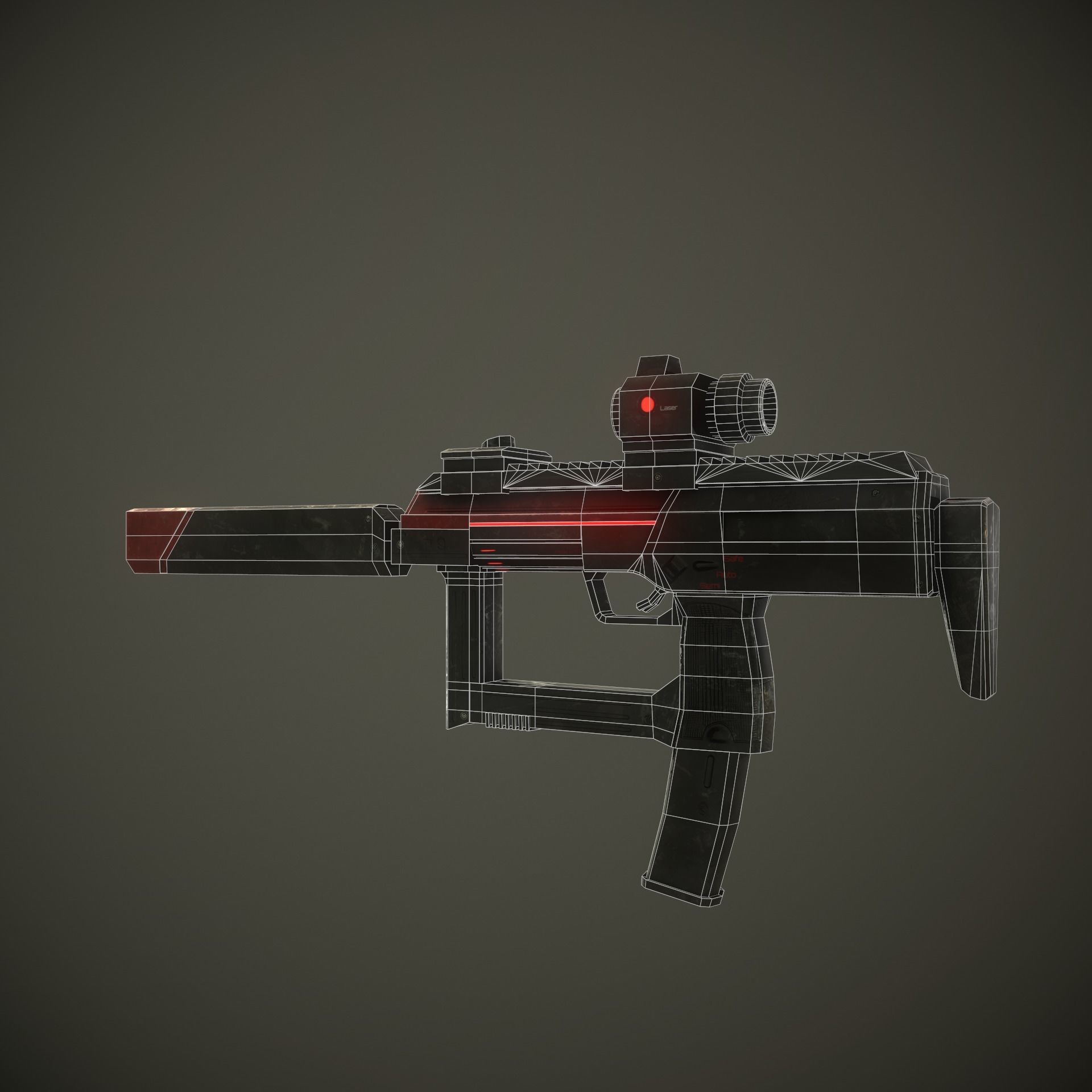 Sci-Fi Gun  Low-poly 3D model_7