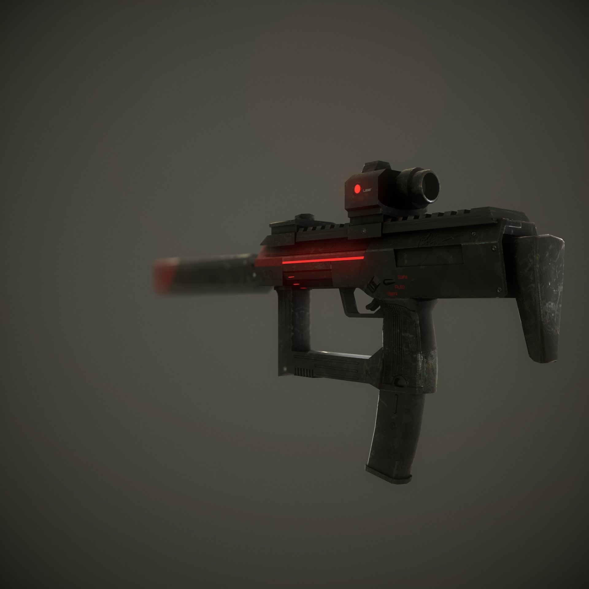 Sci-Fi Gun  Low-poly 3D model_3