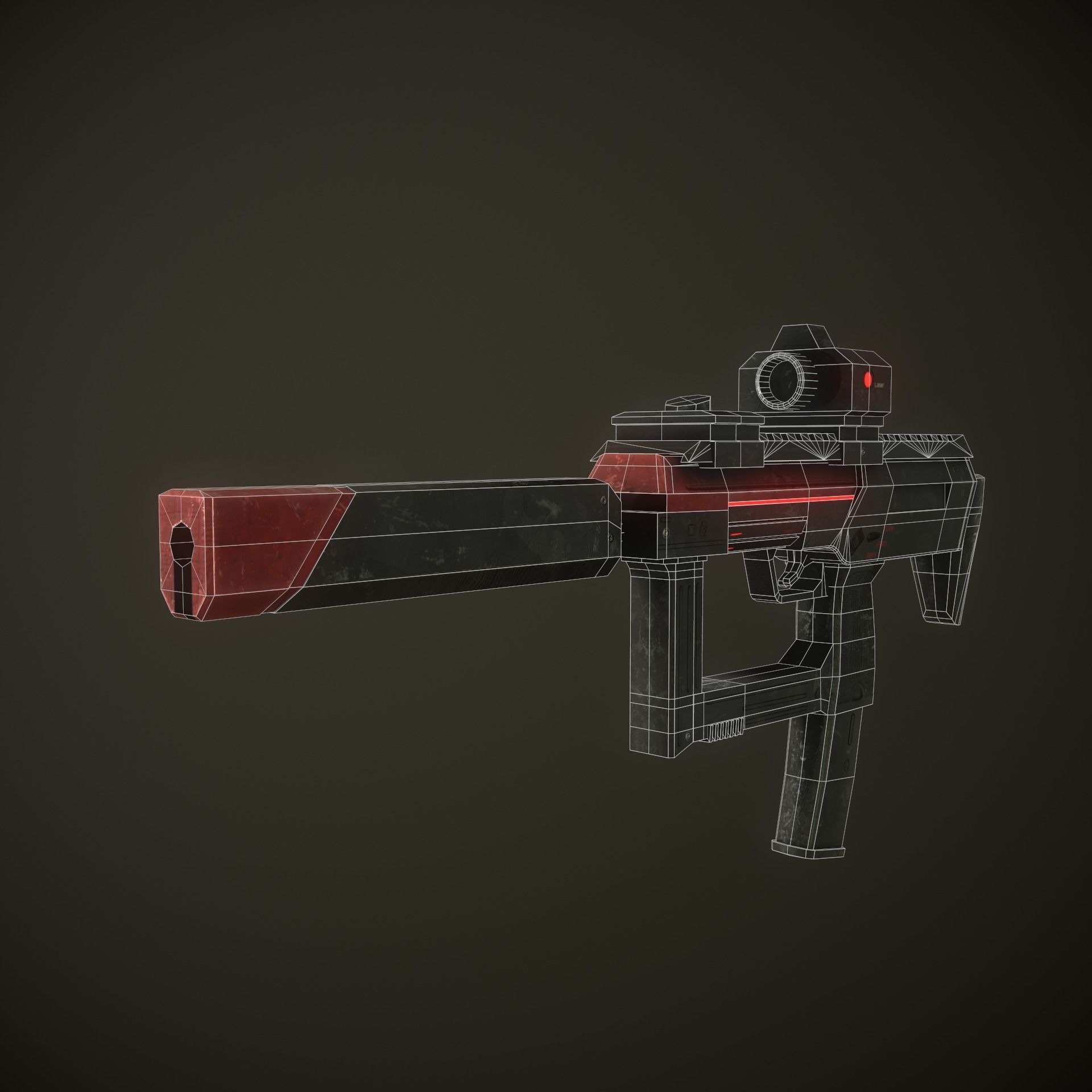 Sci-Fi Gun  Low-poly 3D model_6