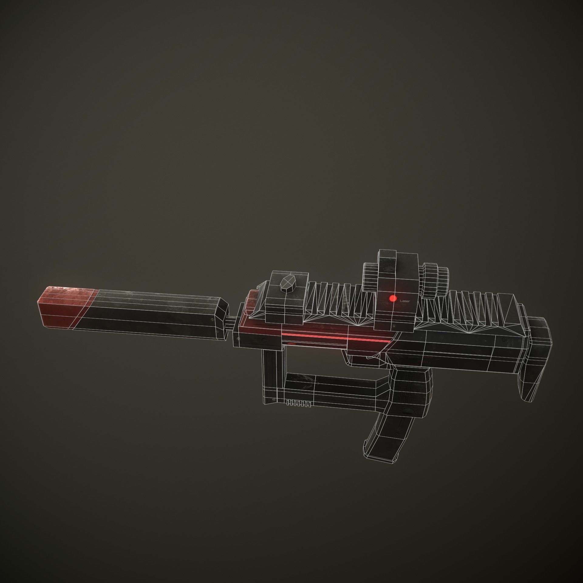 Sci-Fi Gun  Low-poly 3D model_8