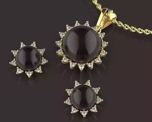 pearl earring and pendant Sculpture jewelry gold