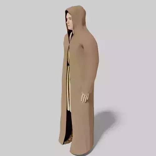 Jedi with robe- rigged and animated Low-poly 3D model