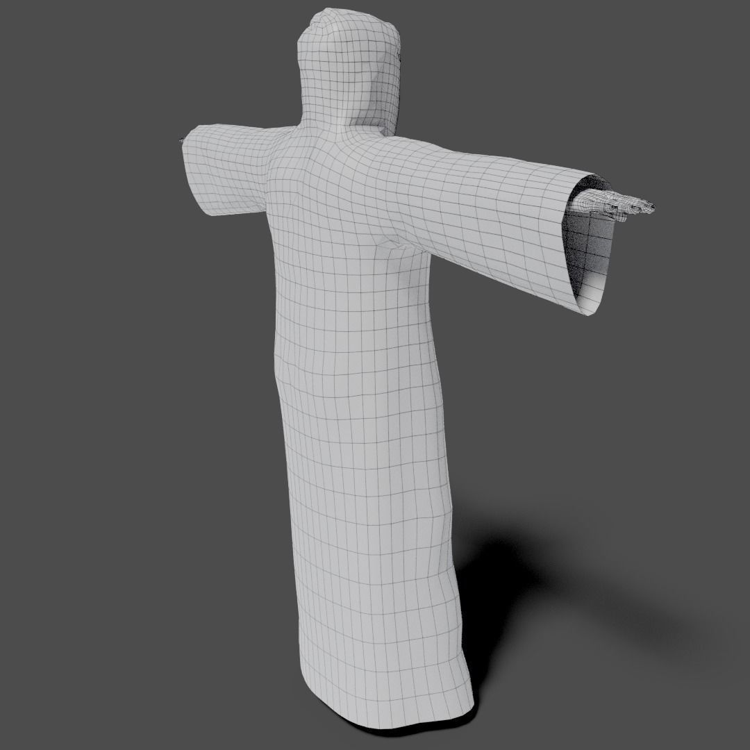 Jedi with robe- rigged and animated Low-poly 3D model_6