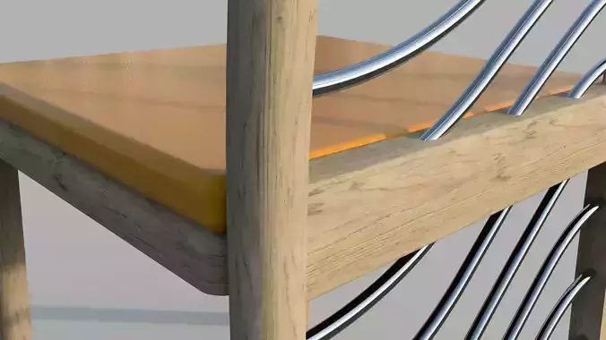 Modern wood and metal Dining Chair with leather cushion