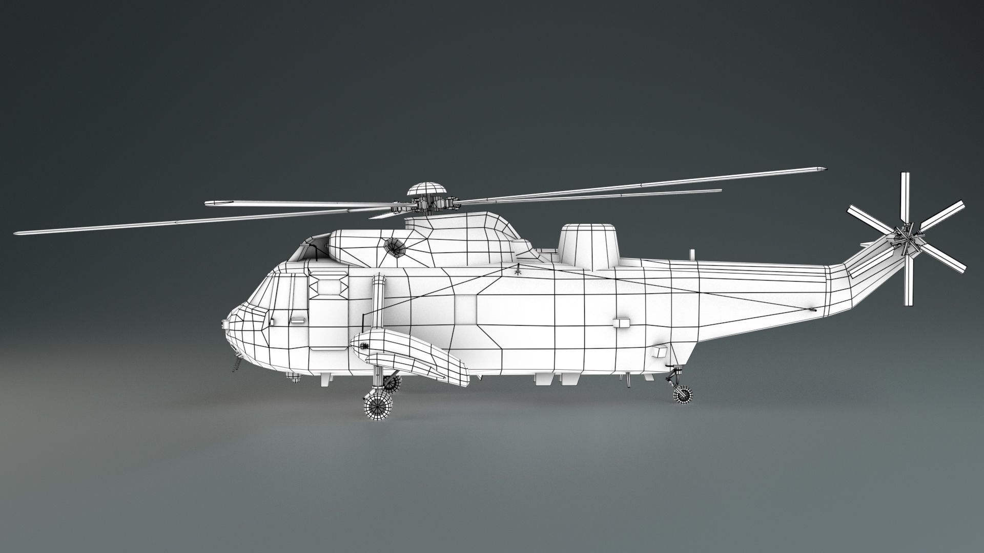 Lowpoly Helicopter - Westland Sea King HAS5 Low-poly 3D model Low-poly 3D model_6