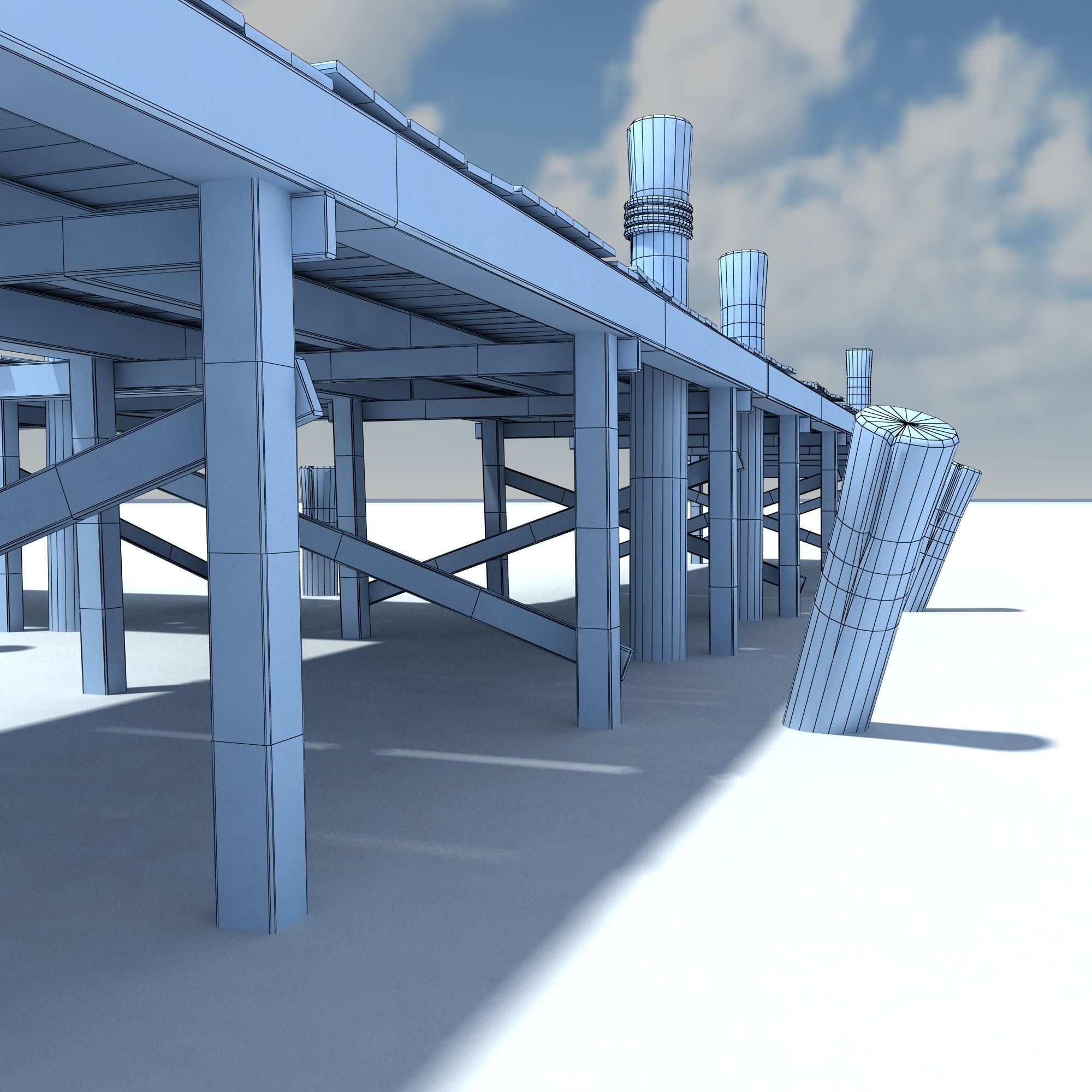Old wooden Bridge Low Poly Low-poly 3D model_15