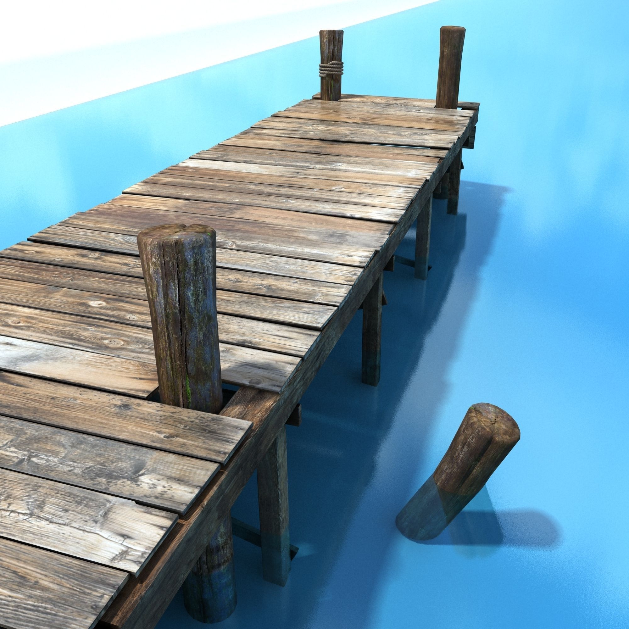 Old wooden Bridge Low Poly Low-poly 3D model_7