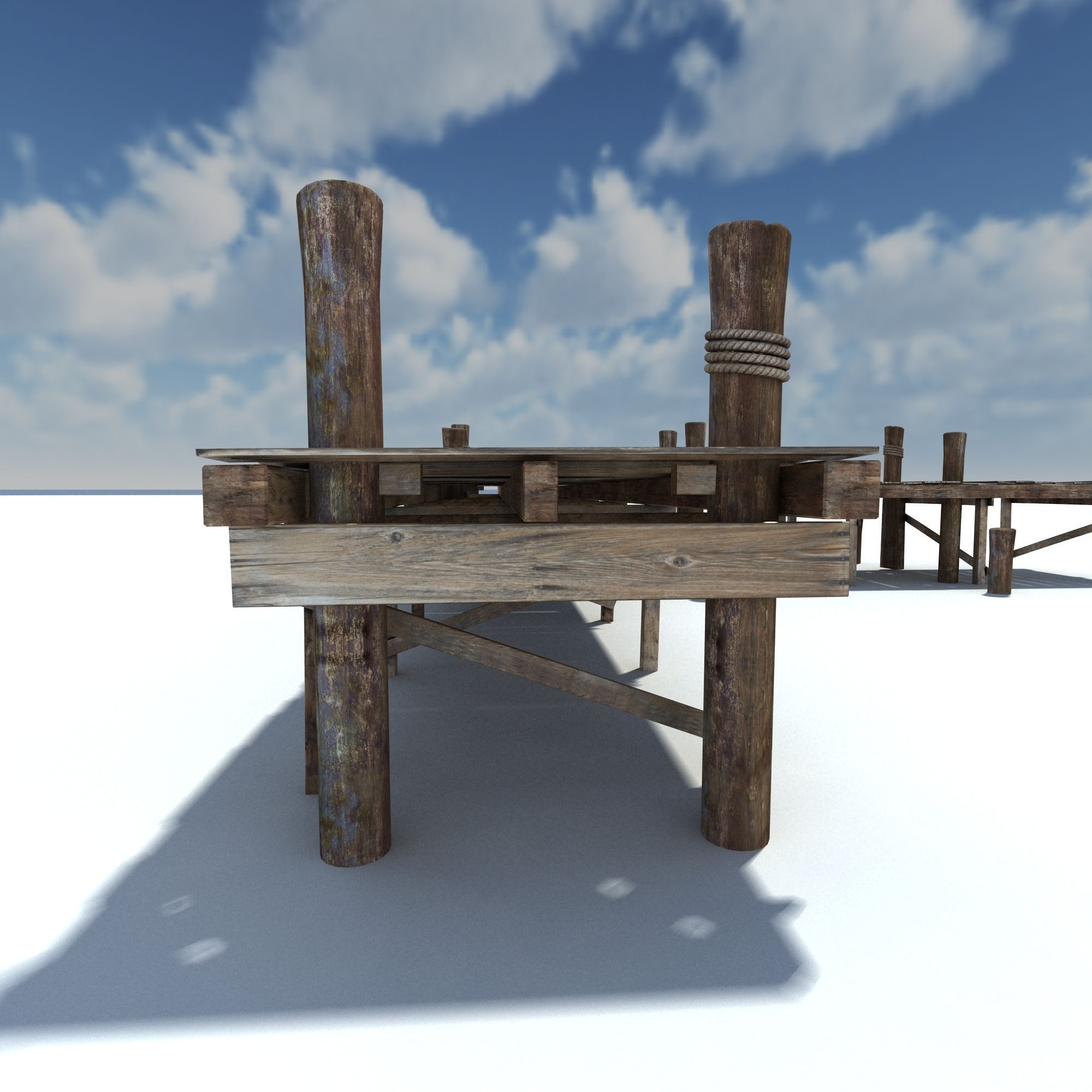 Old wooden Bridge Low Poly Low-poly 3D model_5