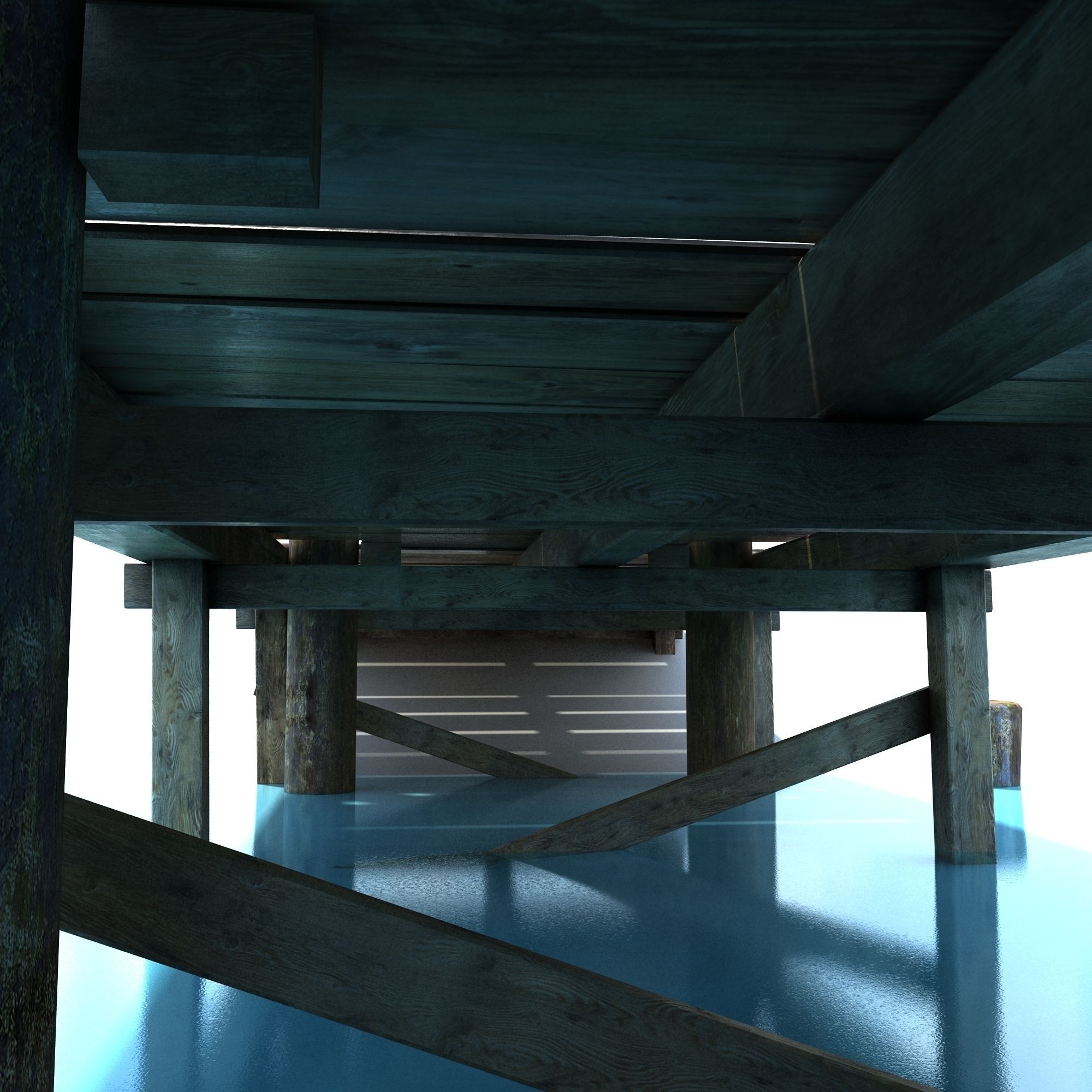 Old wooden Bridge Low Poly Low-poly 3D model_8