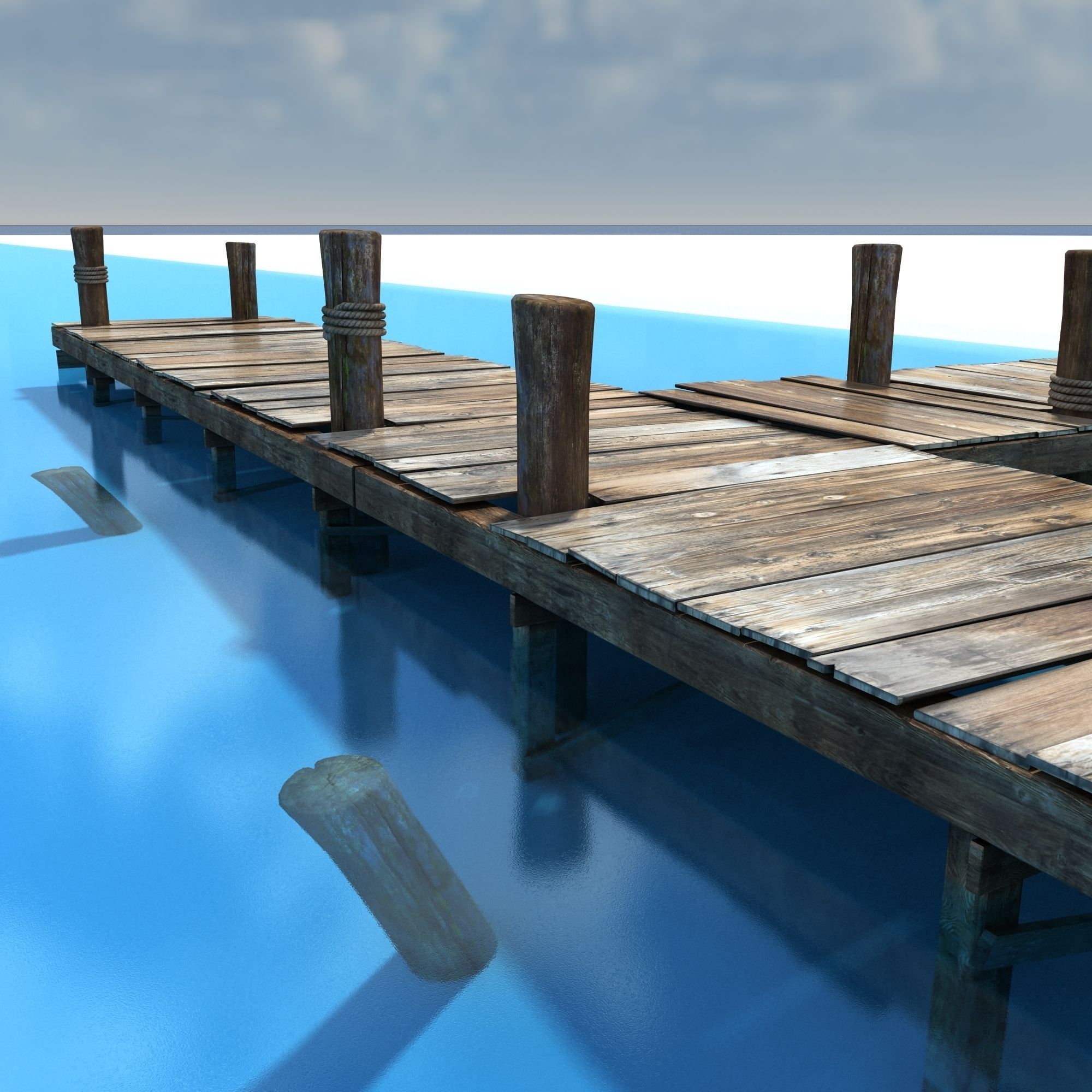 Old wooden Bridge Low Poly Low-poly 3D model_3