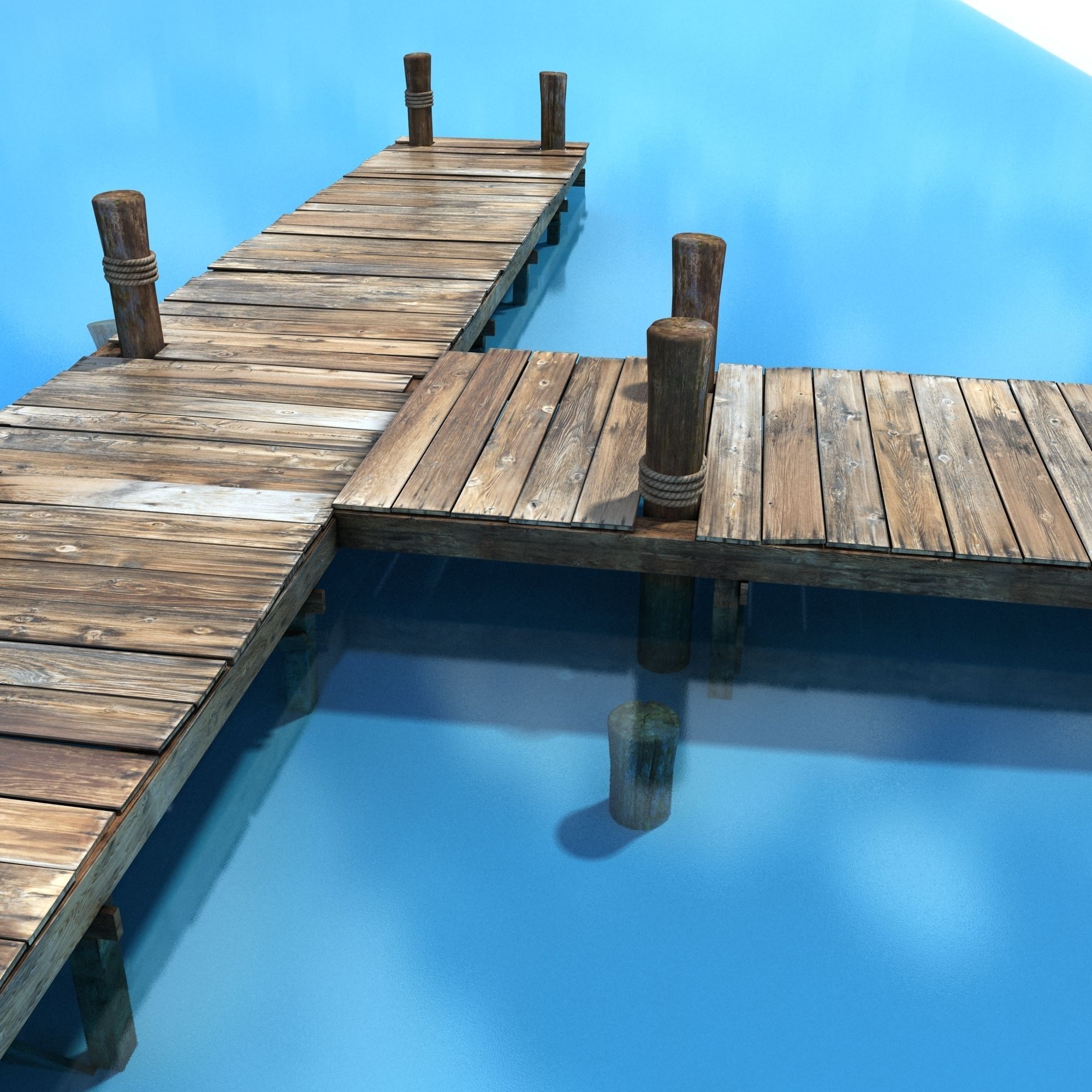 Old wooden Bridge Low Poly Low-poly 3D model_2